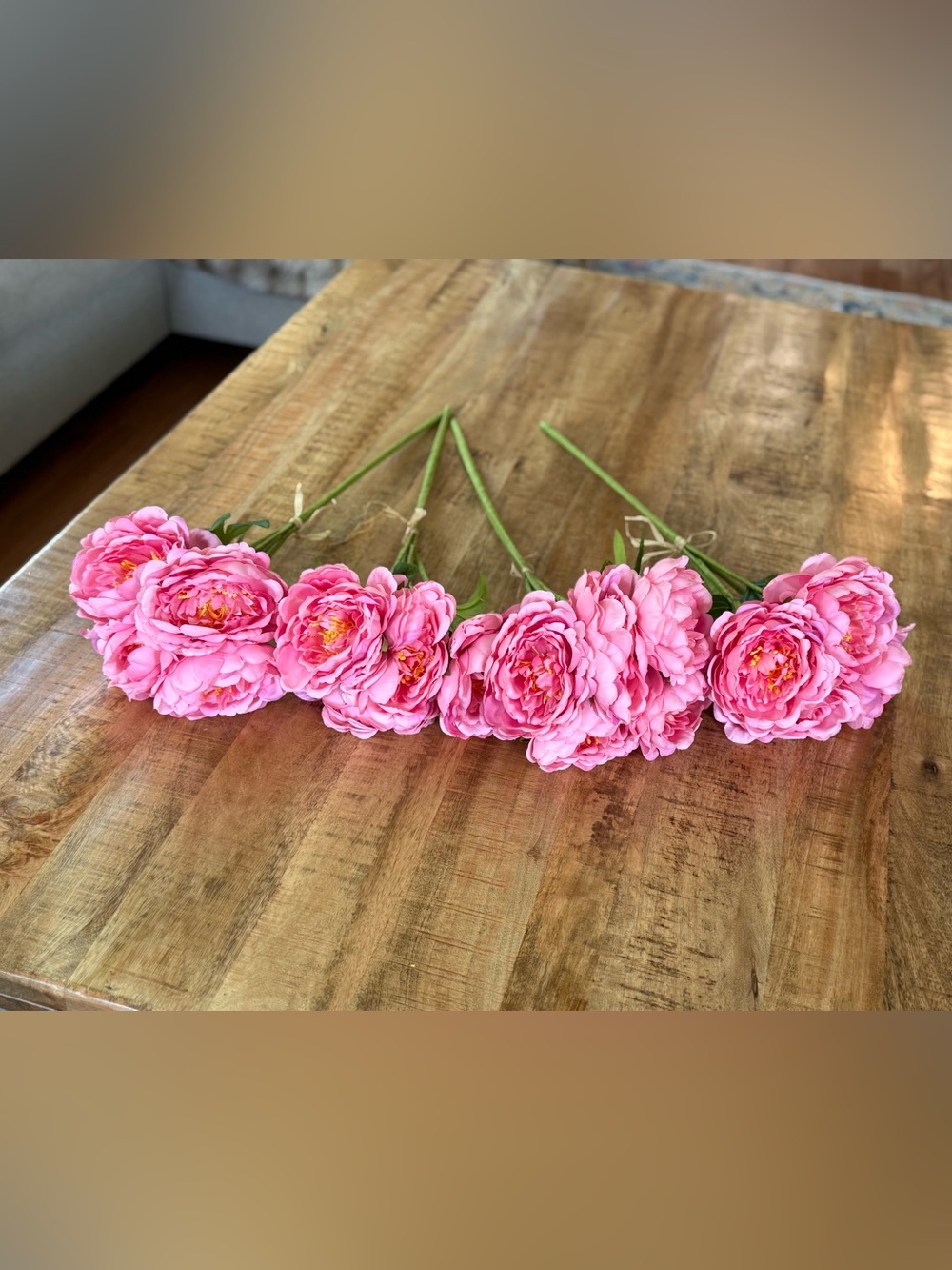 Beautiful Kirkton House Pink Faux Peony Flowers 22” Artificial Floral Stems